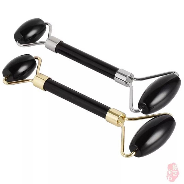 black obsidian Natural Stone Facial Massage Roller Practical Jade Face Anti Wrinkle Body Head Portable Beauty Health Care Tools