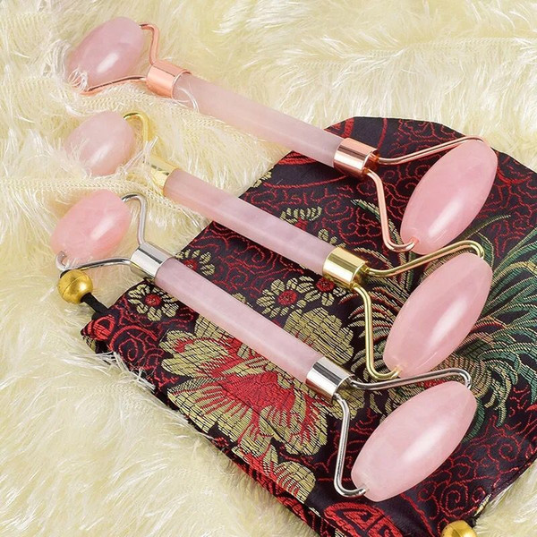 Pink Natural Stone Facial Massage Roller Practical Jade Face Anti Wrinkle Body Head Portable Beauty Health Care Tools