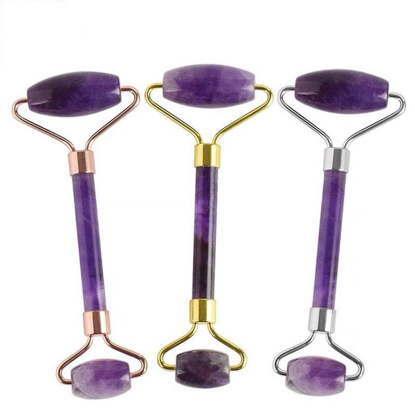 Amethyst Natural Stone Facial Massage Roller Practical Jade Face Anti Wrinkle Body Head Portable Beauty Health Care Tools