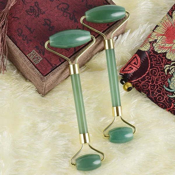 Green aventurine Natural Stone Facial Massage Roller Practical Jade Face Anti Wrinkle Body Head Portable Beauty Health Care Tools