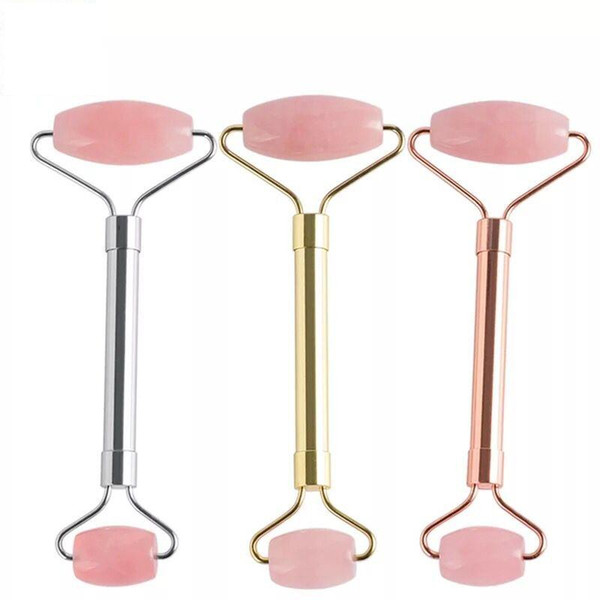 Rose Quartz Crystal Natural Stone Facial Massage Roller Practical Jade Face Anti Wrinkle Body Head Portable Beauty Health Care Tools