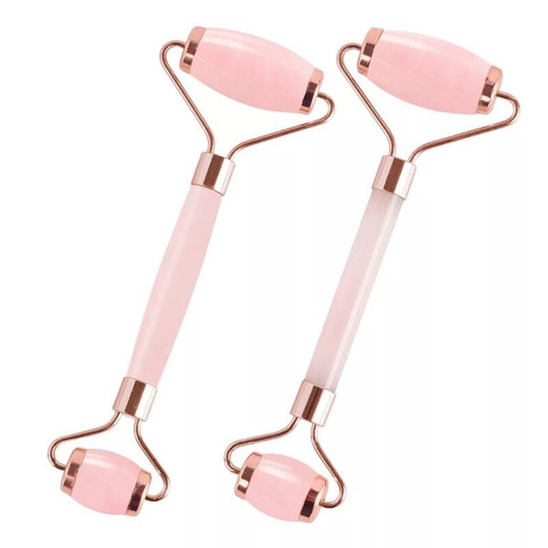New design Rose Quartz Natural Stone Facial Massage Roller Practical Jade Face Anti Wrinkle Body Head Portable Beauty Health Care Tools