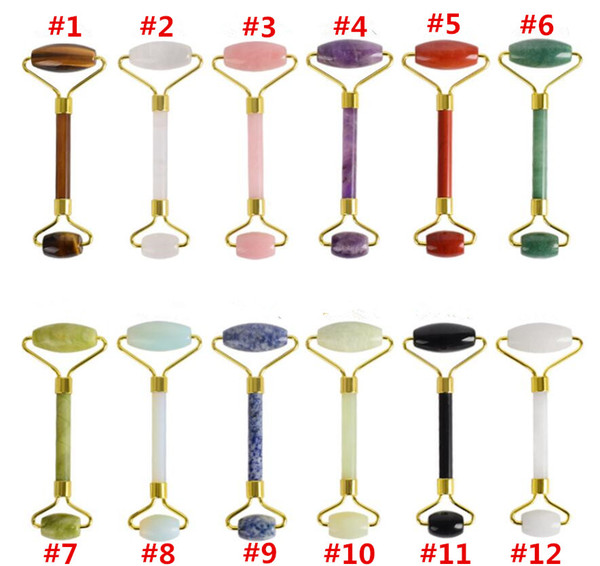Wholesale natural stone Facial Massage Roller Practical Jade Face Anti Wrinkle Body Head Portable Beauty Health Care Tools