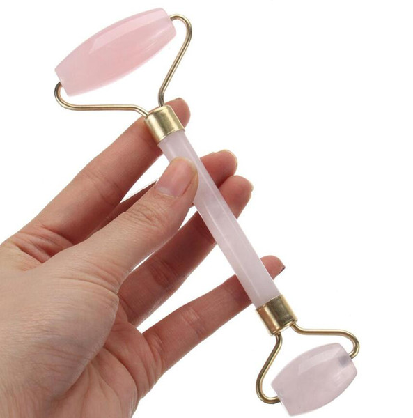 Pink Quartz Facial Relaxation Slimming Tool/rose quartz Roller Massager For Face jade massage stone Double Head Massage Roller