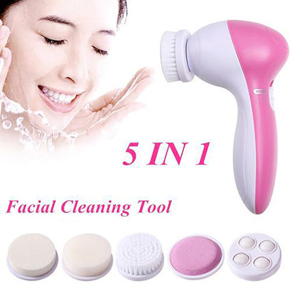 Women Cleansing 5 In 1 Body Face Skin Smoothing Cleaning Brush Facial Beauty Massager Cleanser