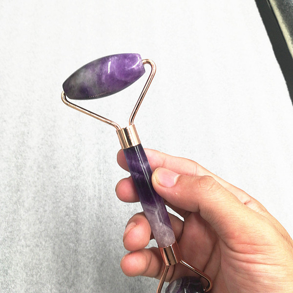 KCONYD Wholesale 100% Natural face roller massager-Amethyst-Arc rod-Enhanced Metal stents B