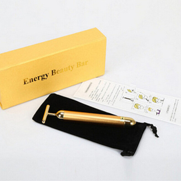 New released Hot Energy Beauty Bar 24K Gold Pulse Firming Massager Facial Roller Massager Beauty Care Vibration Facial Massage Electric