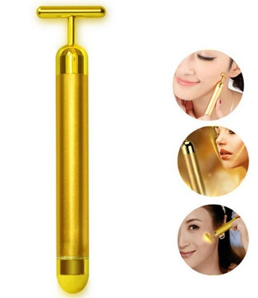 Electric Face Lifting 24k Gold Facial Beauty Vibration Roller Massager Stick Face Skin Care Stick Lifting Firming