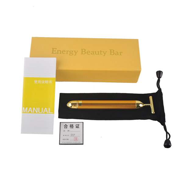 Energy Beauty Bar 24K Gold Pulse Firming Massager Facial Roller Massager Derma Skincare Wrinkle Treatment Face Massager with box