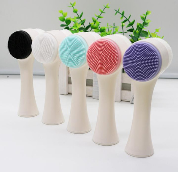 HOT Two-sided silicone Face Scrub Clean Facial Cleanser brush Skin Care Washing Brush Massager Pore Cleaner wash face makeup Brushes a710