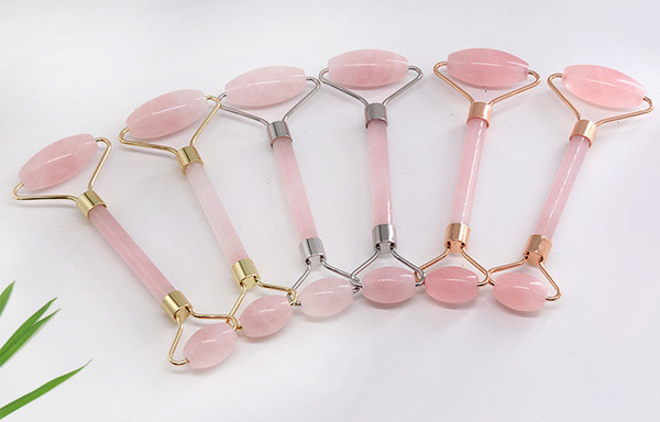The new Natural crystal roller massager Crystal jade Roller beauty wholesale -Metal stents-can custom Logo For you Epacket Free