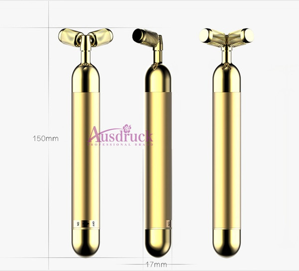 Free shipping 24k gold facial massage roller massager face skin lift tightening wrinkle reduction beauty device