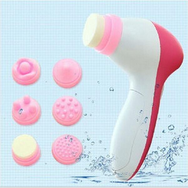 6 In 1 Beauty Care Electric Skin Relief Massager Face Slimming Facial Pore Cleaner Machine Body Cleaning Brush Vibrator Massager Tool