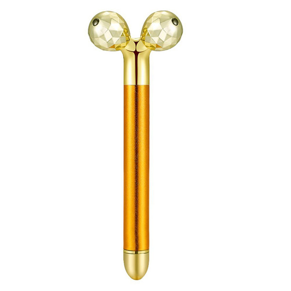 Beauty Bar Golden Pulse Facial Massager 3D Roller Face Massager Electric Sonic Depuffer Gold Lift Facial Bar W6549