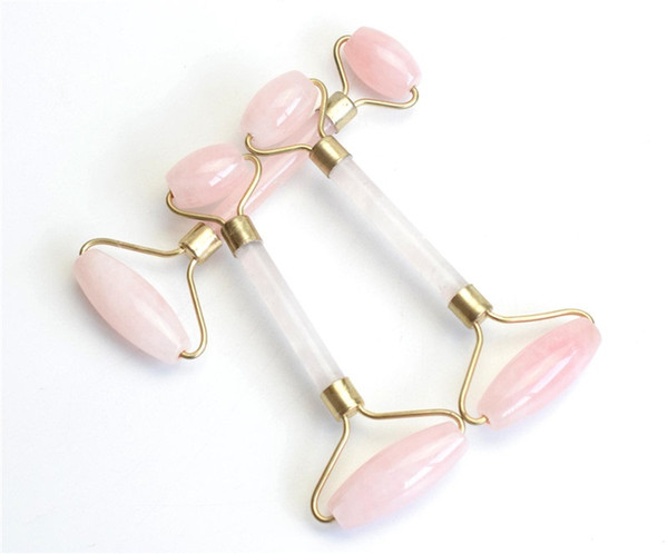 Natural Tumbled Chakra Rose Quartz Carved Reiki Crystal Healing Gua Sha Beauty Roller Facial Massor Stick with box ST251