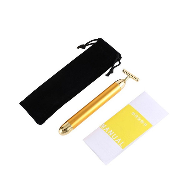 30pcs Electric Face Lifting 24k Gold Facial Beauty Vibration Roller Massager Stick Face Skin Care Stick Lifting Firming