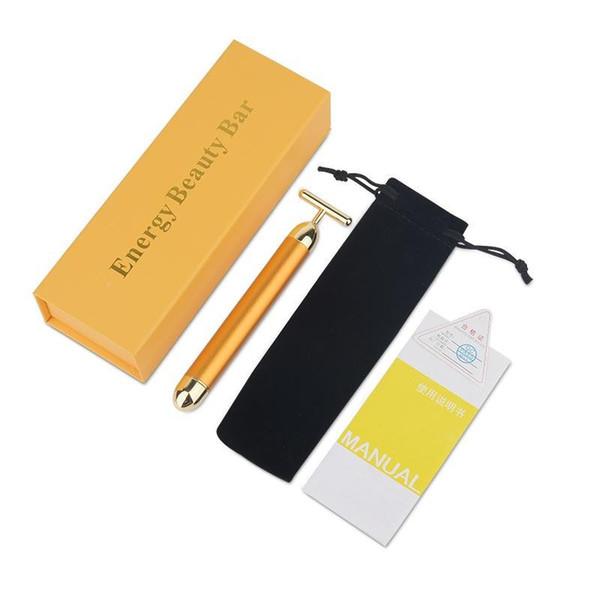 Face Massager 24K Gold Energy Beauty Bar Pulse Firming Massager Skin Care Wrinkle Vibration Slimming Facial Roller Massage with Box