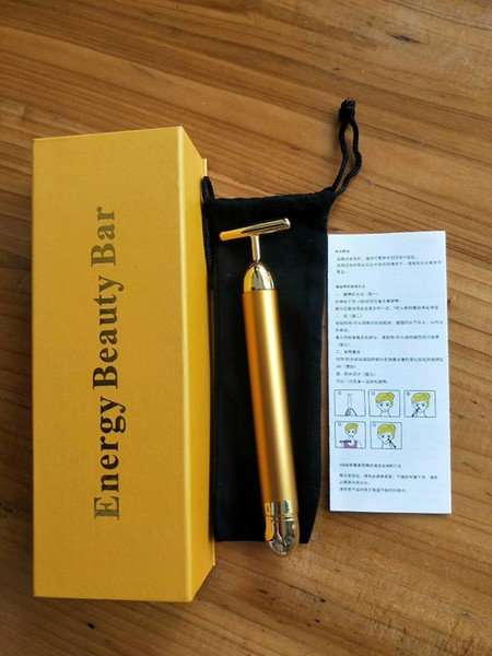 Energy Beauty Bar 24K Gold Pulse Firming Massager Facial Roller Massager Derma Skincare Wrinkle Treatment Face Massager with Box DHL