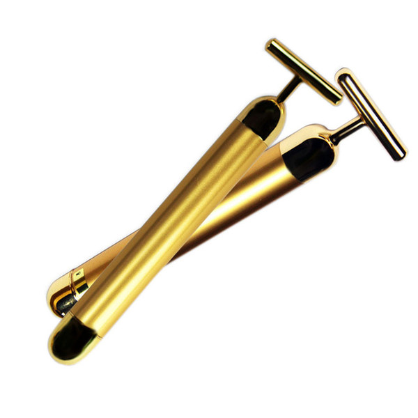 2018 Energy Beauty Bar 24K Gold Pulse Firming Massager Facial Roller Massage Derma Skin Care Wrinkle Treatment Face Massager Thin Face Stick
