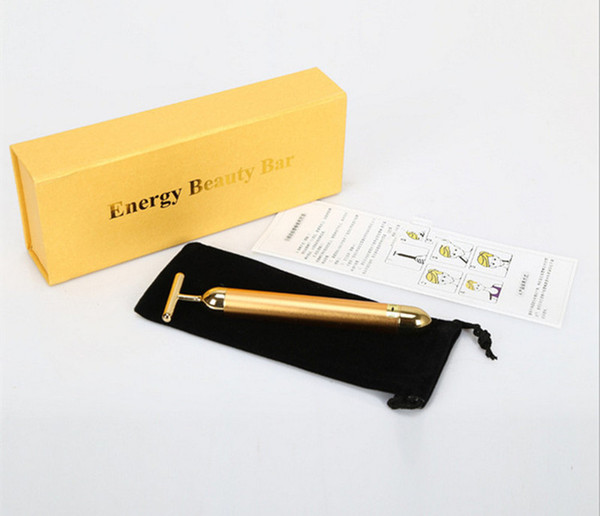 Energy Beauty Bar 24K Gold Pulse Firming Massager Facial Roller Massager Derma Skincare Wrinkle Treatment Face Massager with Box