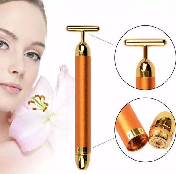Energy beauty bar Slimming Face 24k Gold Vibration Facial Beauty Roller Massager Stick Lift Skin Tightening Wrinkle Stick Bar Face with Box