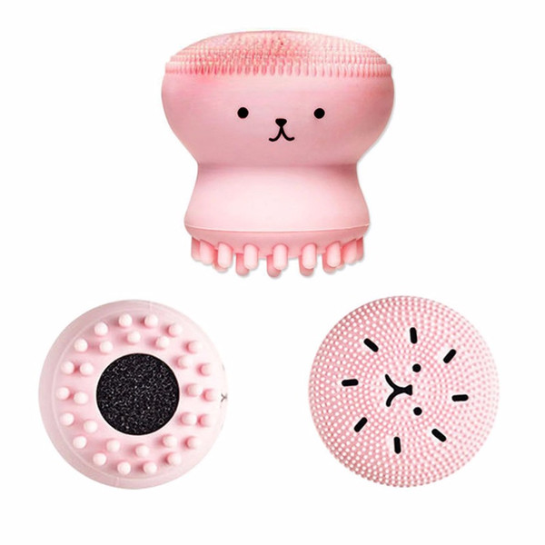 1pcs Cute Octopus Jellyfish Facial Cleansing Brush Facial Massage Exfoliating Tool