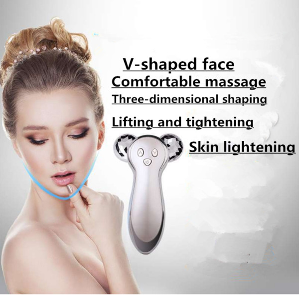 2019 3D roller type facial massager acupuncture micro-current vibration facial massage instrument V face beauty instrument