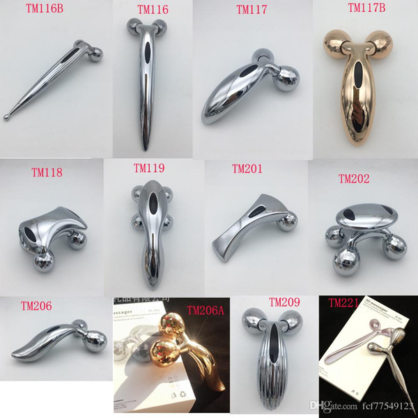 3D Roller Face Massager 360 Rotate Silver Thin Face Full Body Shape Massage 12 styles Skin Lifting Wrinkle Remove Facial Relaxation Tool