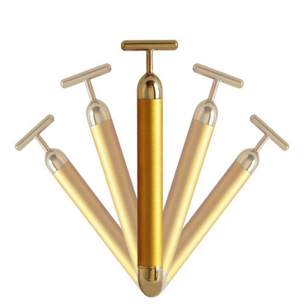 Free shipping Energy Beauty Bar 24K Gold Pulse Firming Massager Facial Roller Massager Derma Skincare Wrinkle Treatment Face Massager with b