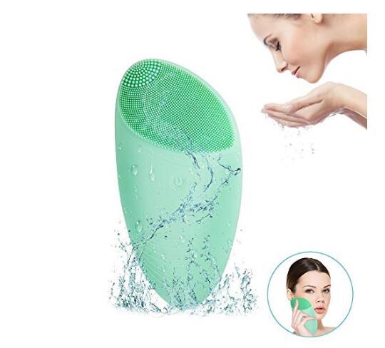Silicone Facial Cleansing Brush Waterproof Cleanser For All Skin Types Electic Fash Wash Machine USB Rechargeable Face Massager Green