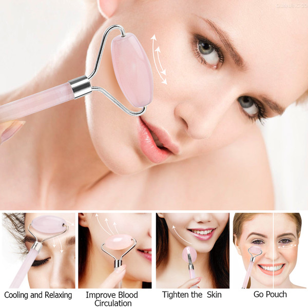 Rose Quartz Roller Slimming Face Massager Gua Sha Scraping Massage Tool Facial Back Relax Body SPA Skin Care Massage Beauty Tool