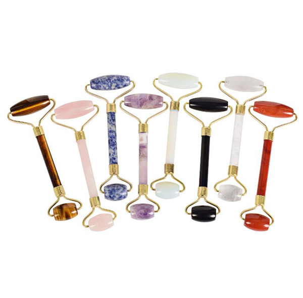 Wholesale natural stone Facial Massage Roller Practical Jade Face Anti Wrinkle Body Head Portable Beauty Health Care Tools