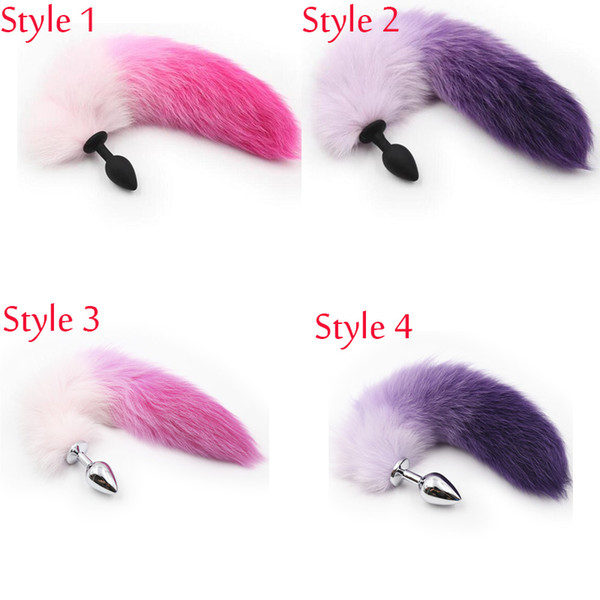 Hot Sale Silicone/Stainless Steel Butt Plug Purple/Pink Fox Tail Anal Plug Sex Toys For Man Gays Women Adult Sex Products