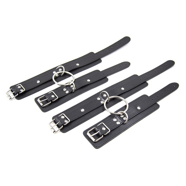 Black PU leather Handcuffs & Ankle cuffs Hands Cuffs Bondage Restraint For Sex Erotic Toys Bdsm Sex Toys For Couples Adult Games