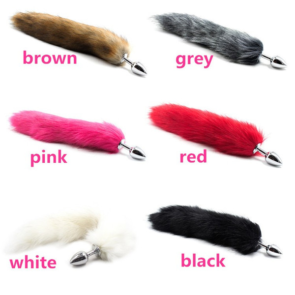 Fox Tail Stainless Steel Metal Anal Plug Faux Tail Butt Plug Animal RolePlay Tail Cosplay Anal Products Sex Toys 6 Colors Choose