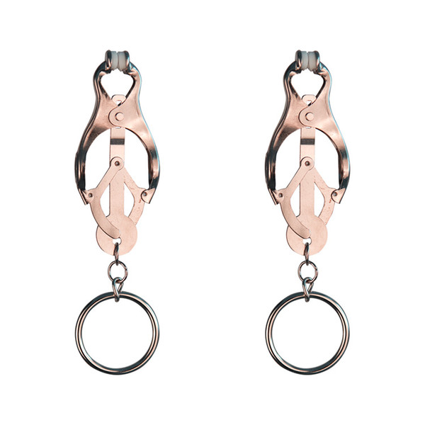 1 Pair Nipples Clips Clover Metal Nipple Clamps Stimulator Breast Massager Flirt Clips With Ring For Adults Games
