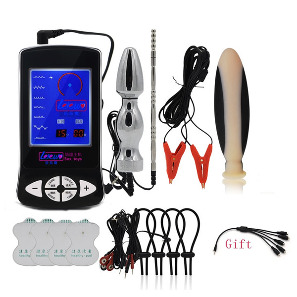 Electro Shock Metal Silicone Anal Plug Penis Plug Cock Rings Massage Pad Nipple Clamps Medical Themed Electric Stimulate Sex Toy