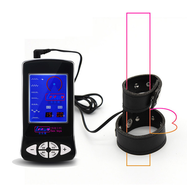 Electric Shock Cock Ring Penis Rings,Electro PU Leather Stretcher Scrotum Bondage Rings SM Sex Products Sex Toys For Men