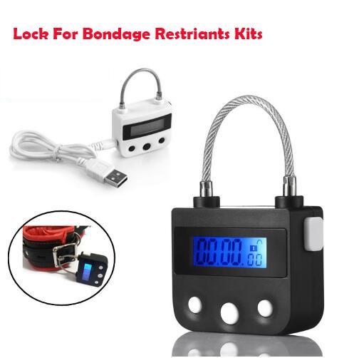 USB Rechargeable Electronic Bondage Lock For BDSM Fetish Hand Cuffs Mouth Gag Timing Switch Adult Games Sex Toys for Couples