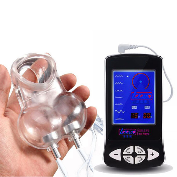 Electro Shock Sex Ball Stretcher Chastity Device Cock Cage , Electric Scrotum Ring Medical Electro Shock Sex Toys For Man