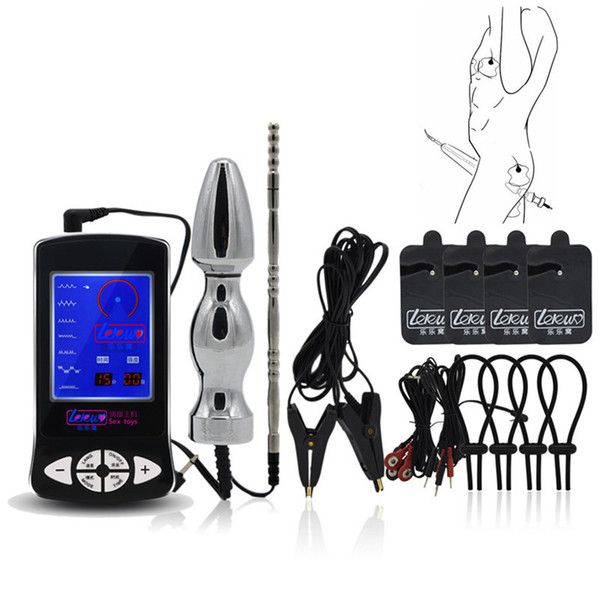 Electro Shock Anal Plug Penis Plug Cock Rings Massage Pad Nipple Clamps Medical Themed Toys For Men Electric Shock Sex Products