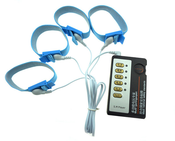 Electric Shock 4 pcs Adjustable Penis Rings Sex Toys Electro Shock Cock Rings Medical Themed Toys Adult Products Set