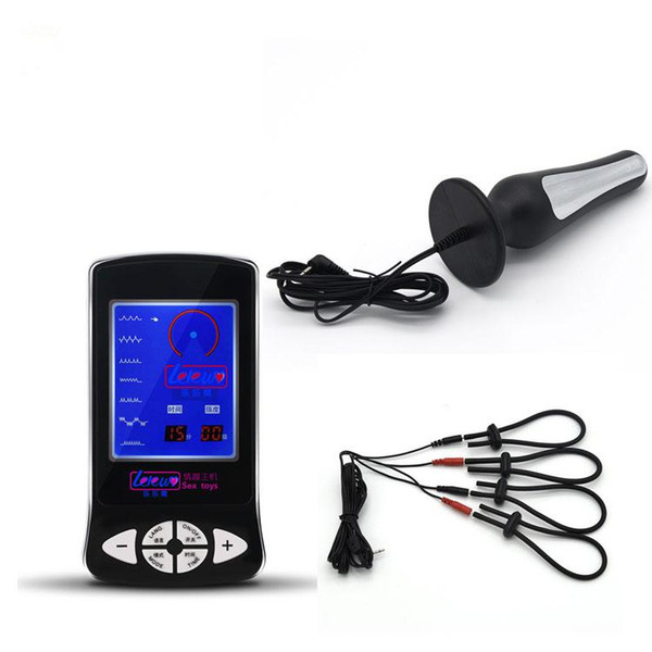 Electric Shock Penis Ring/Anal Pulg, Cock Rings Butt Plug Electro Shock Medical Theme Adults Sex Toys For Men Electric Shock Sit