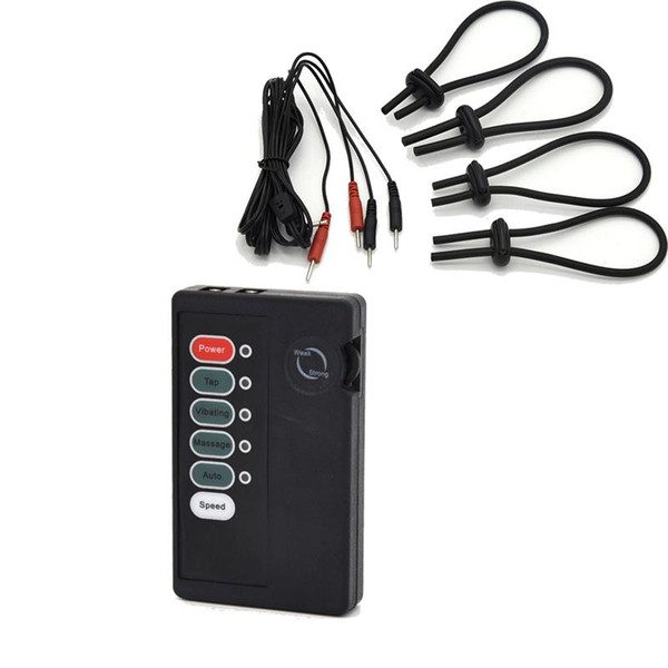 Electric Shock Penis Ring Stimulation Kit Male Adjust Silicone Cock Rings Penis enlargment Massager Electro Shock Sex Toys