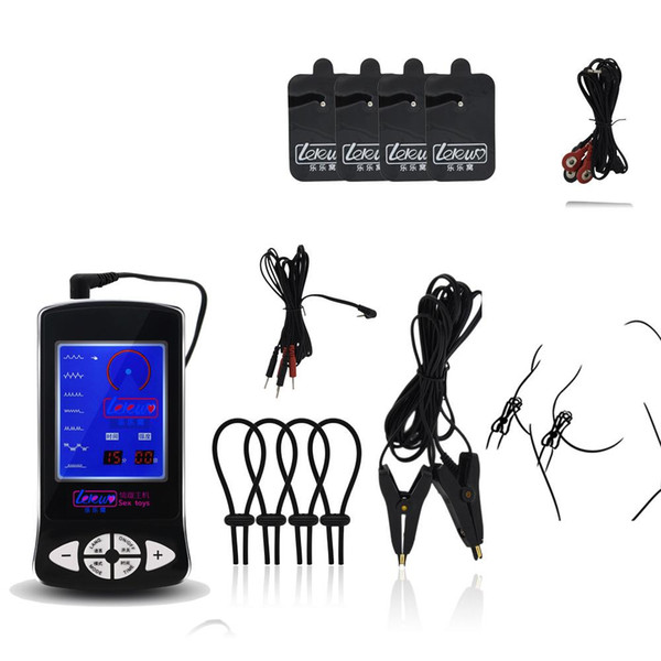 Electric Shock Penis Cock Ring Nipple Clamps Nipple Body Massage Pads Electro Sex Medical Themed Sex Toys For Men Women Gay