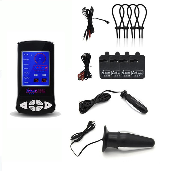 Electric Shock Kit Electro Shock Penis Ring Massage Paste Pad Anal Butt Plug Electric Sex Medical Themed Sex Toys For Men