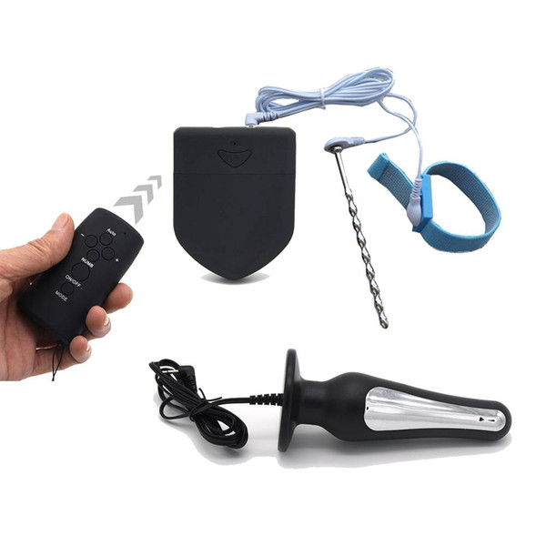 Wireless Remote Control Electric Shock Anal Pulg Butt Plug Electro Shock Cock Rings Penis Rings Catheter Urethral Sound Sex Toys