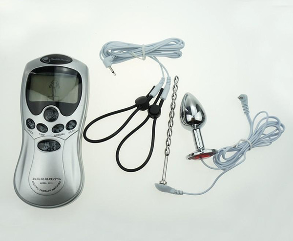 Male Penis Urethral Sound Chastity Plug Catheter Electro Enlargement Penis Ring Anal Plug Electric Shock Sex Toys For Men