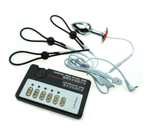 Electric Shock Penis Ring Electric Anal Plug Electrical Stimulation Cock Rings Electric Butt Plug Electro Shock Medical Sex Toys