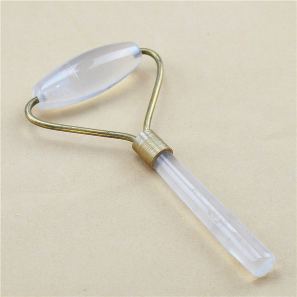 HIMABM 1 Pcs Natural Rock Crystal Quartz Facial Massage Roller Anti Wrinkle Thin Face Beauty Bar Stick Body Face Slimming Wheel
